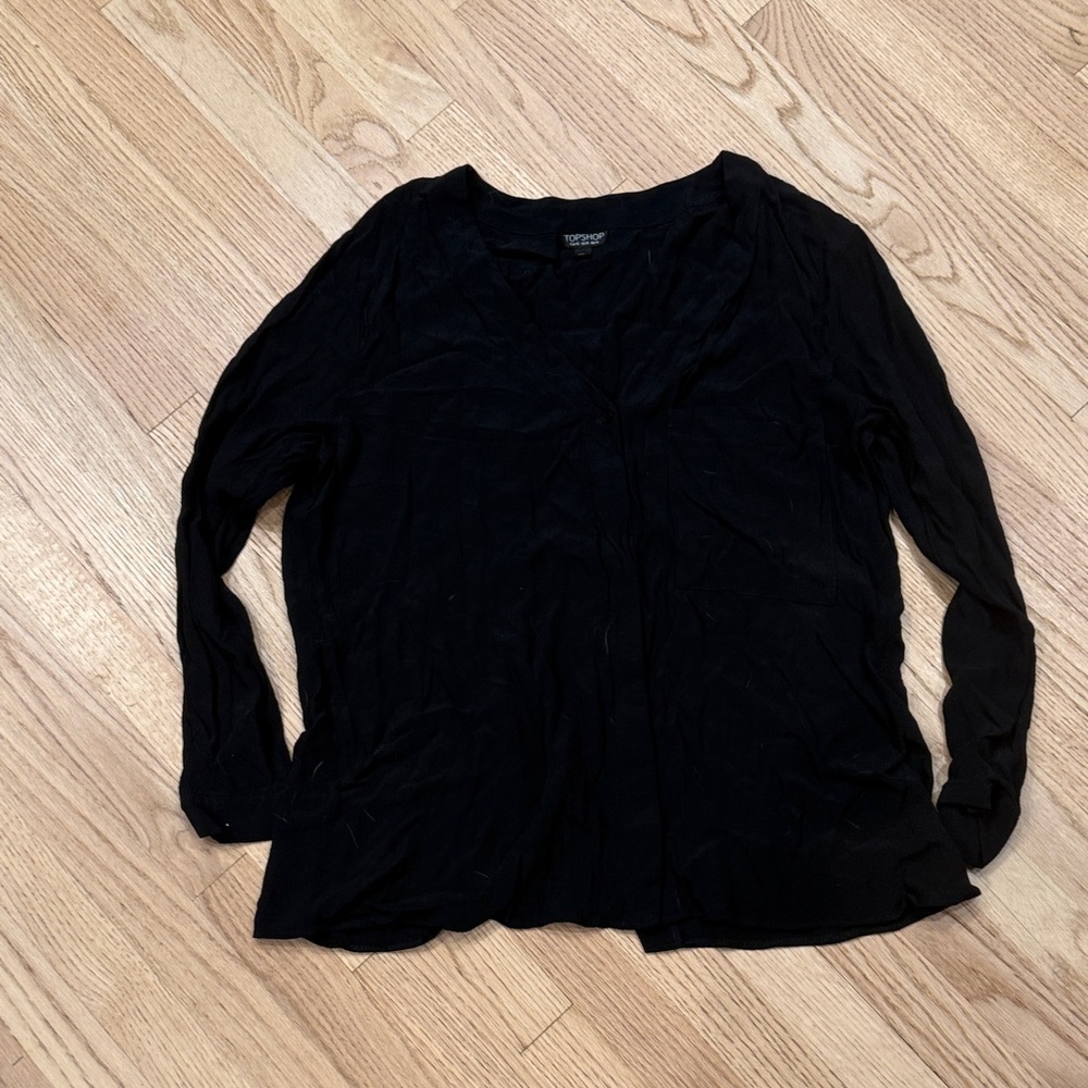 Topshop Black Long Sleeve Top